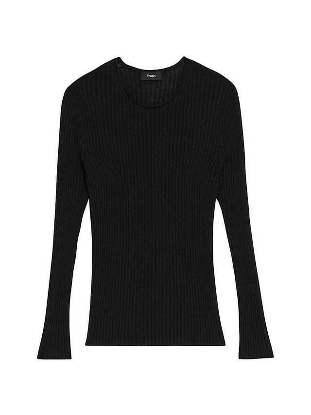 Womens Slim Ribbed Merino Wool Top Product Image