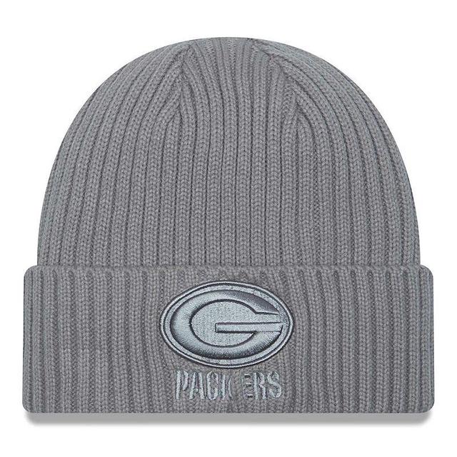 Mens New Era Gray Green Bay Packers Color Pack Cuffed Knit Hat Product Image