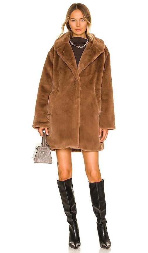 LAMARQUE Linnea Teddy Coat in Bitter Chocolate - Brown. Size M (also in XS, S, L). Product Image