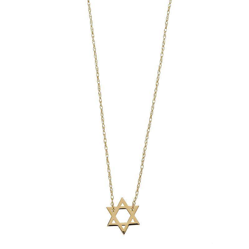 14k Gold Star Of David Adjustable Necklace, Womens Product Image