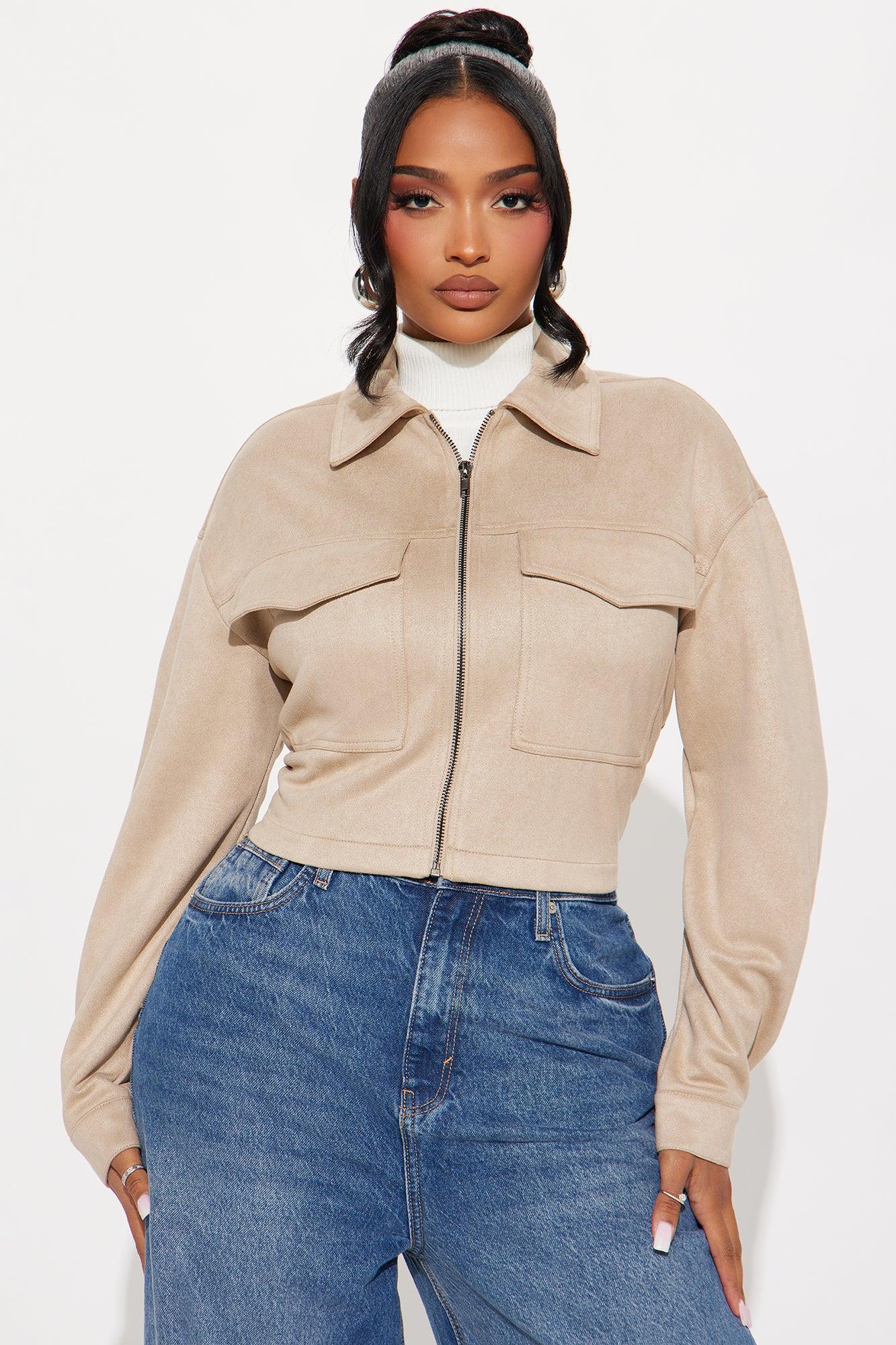 Marissa Faux Suede Jacket - Stone Product Image