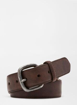 Peter Millar Mens Pilot Mill Leather Belt | Color: Dark Brown | Size: 44 Product Image