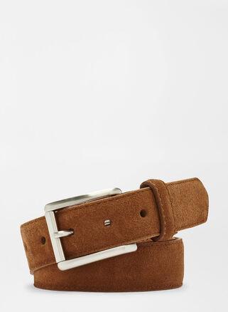 Peter Millar Mens Excursionist Suede Belt | Color: Dark Amber | Size: 40 Product Image