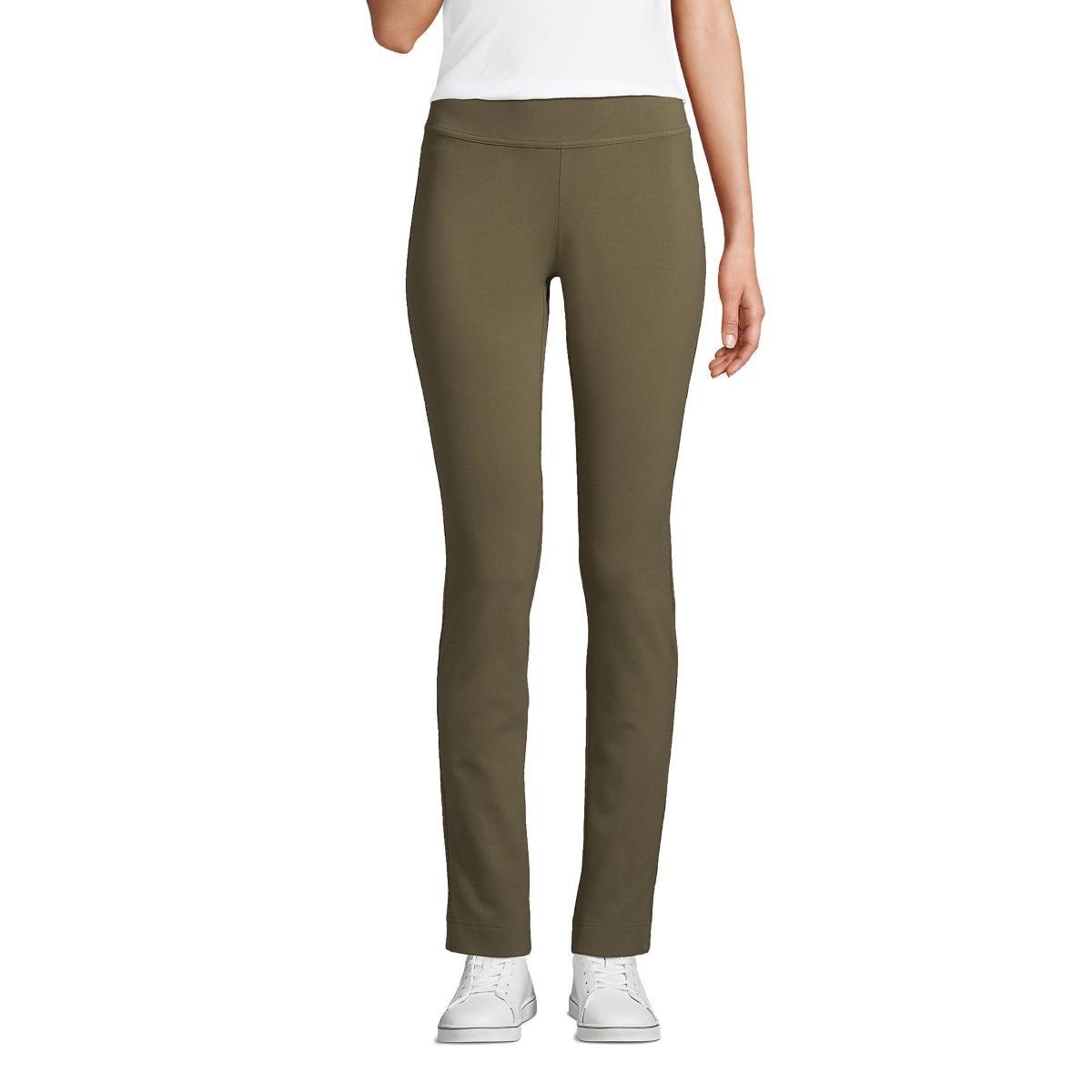 Petite Lands End Starfish Slim Cut Pull-On Pants, Womens Green Moss Product Image