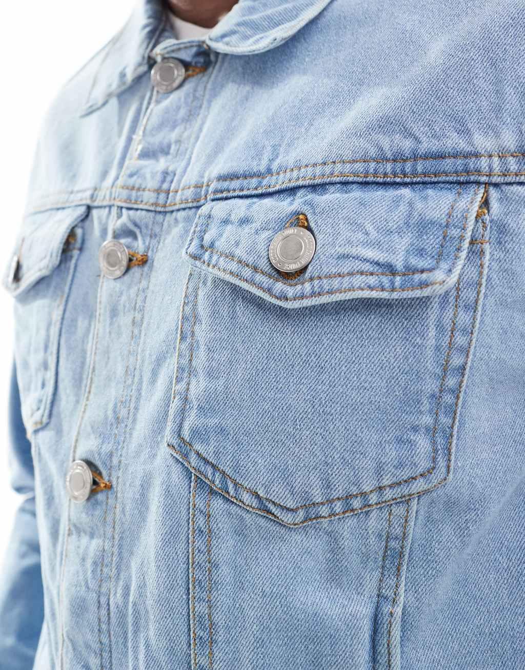 DTT slim fit denim jacket in light stone Product Image