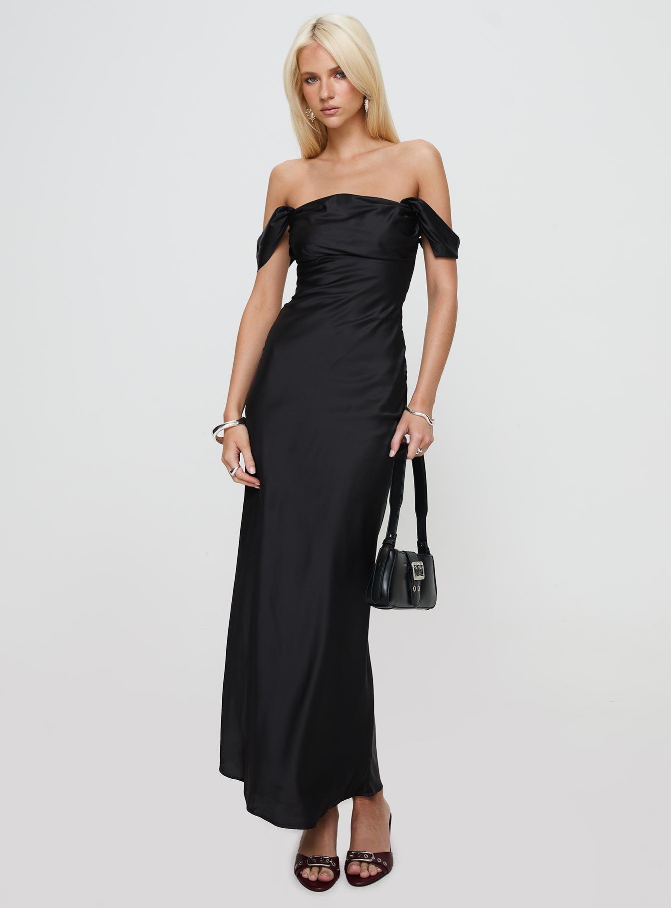 Azura Off The Shoulder Maxi Dress Black Product Image