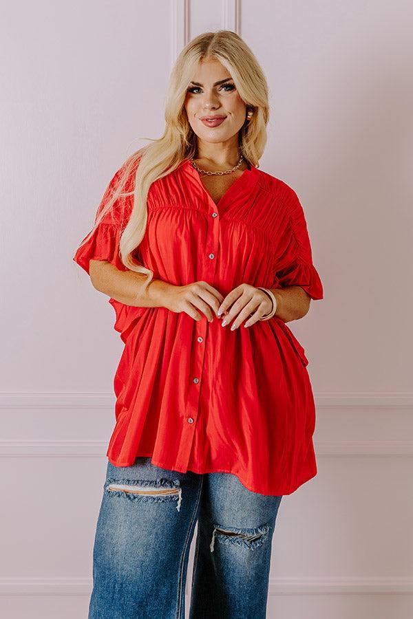 Summer Breeze Shift Top in Red Curves Product Image