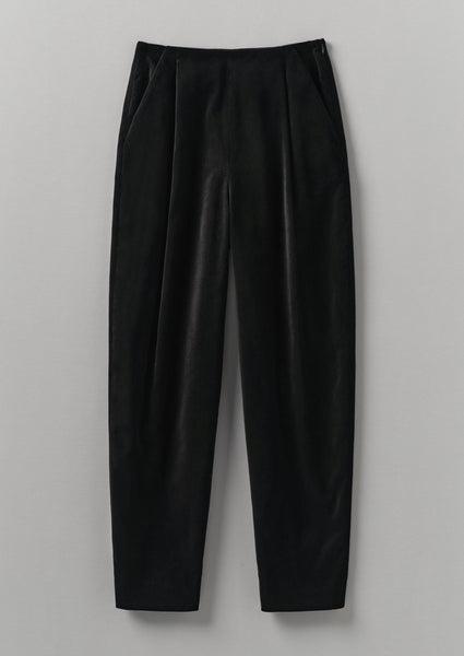 Cotton Velvet Pleat Front Pants | Brown Slate Product Image