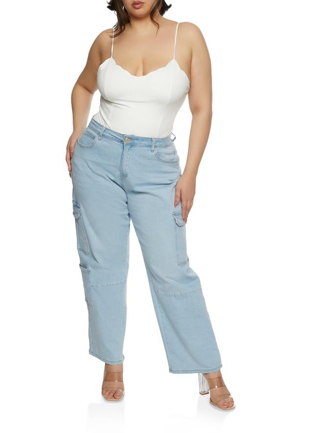 Womens Plus Size WAX Wide Leg Cargo Jeans Product Image