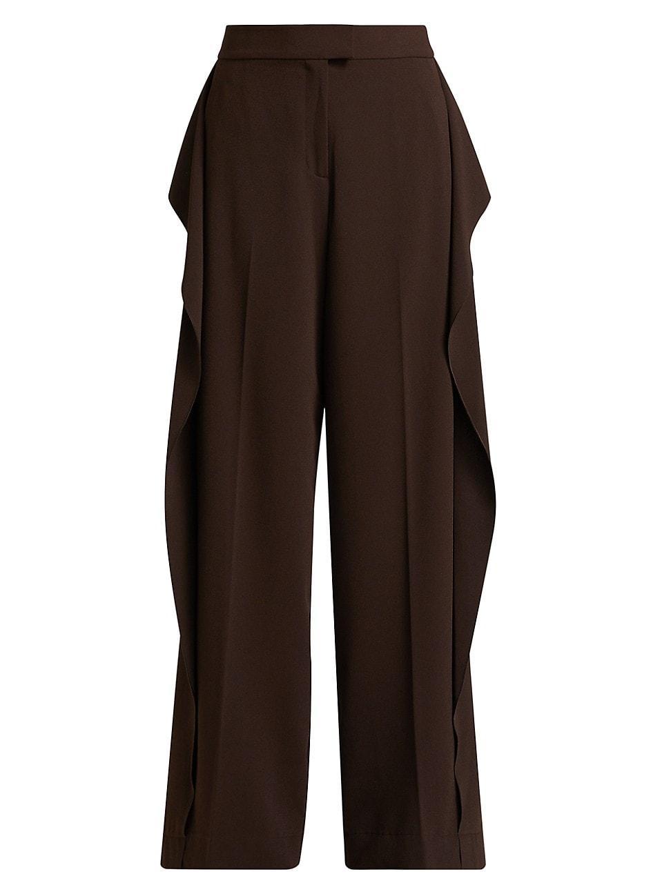 Womens Crpe Ruffle-Side Mid-Rise Pants product image