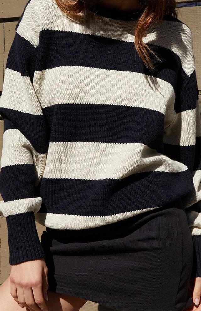 John Galt Womens White & Black Striped Brianna Sweater - White/black Product Image