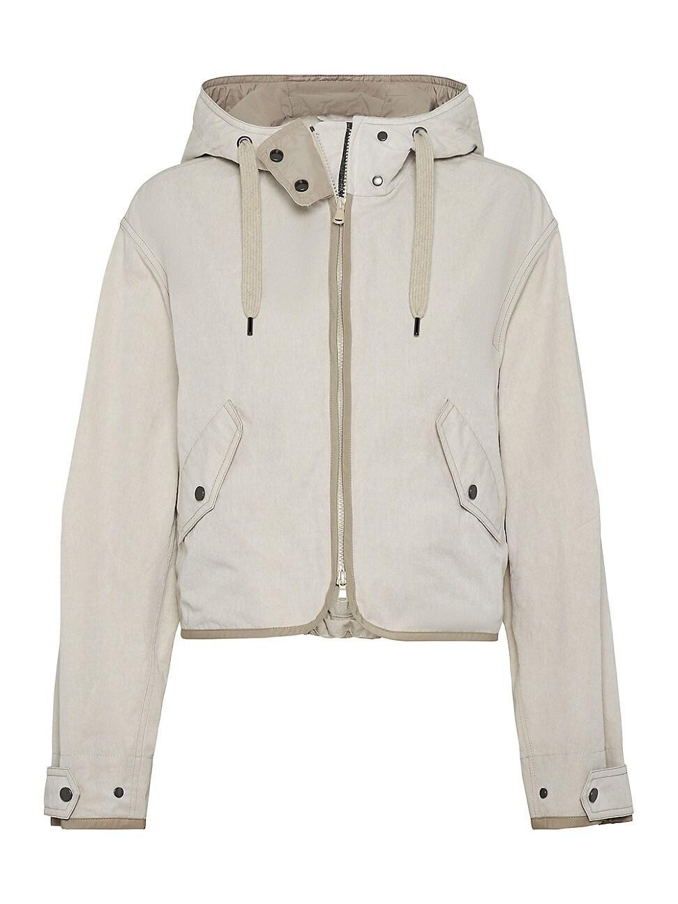 Womens Techno Cotton Canvas Hooded Outerwear Jacket with Monili Product Image