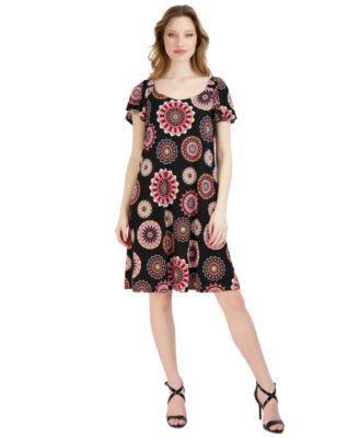 Petite Printed Off-The-Shoulder Swing Dress Product Image