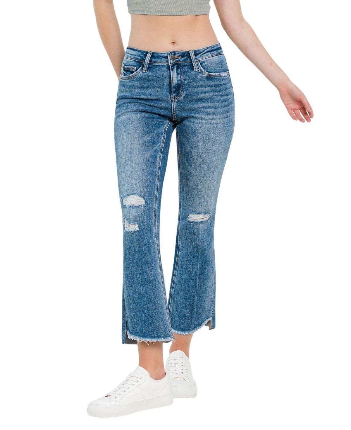 Vervet Womens Mid Rise Step Hem Ankle Flare Jeans product image