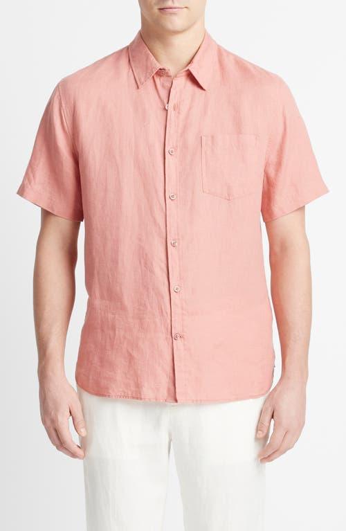 Vince Classic Fit Short Sleeve Linen Shirt Product Image