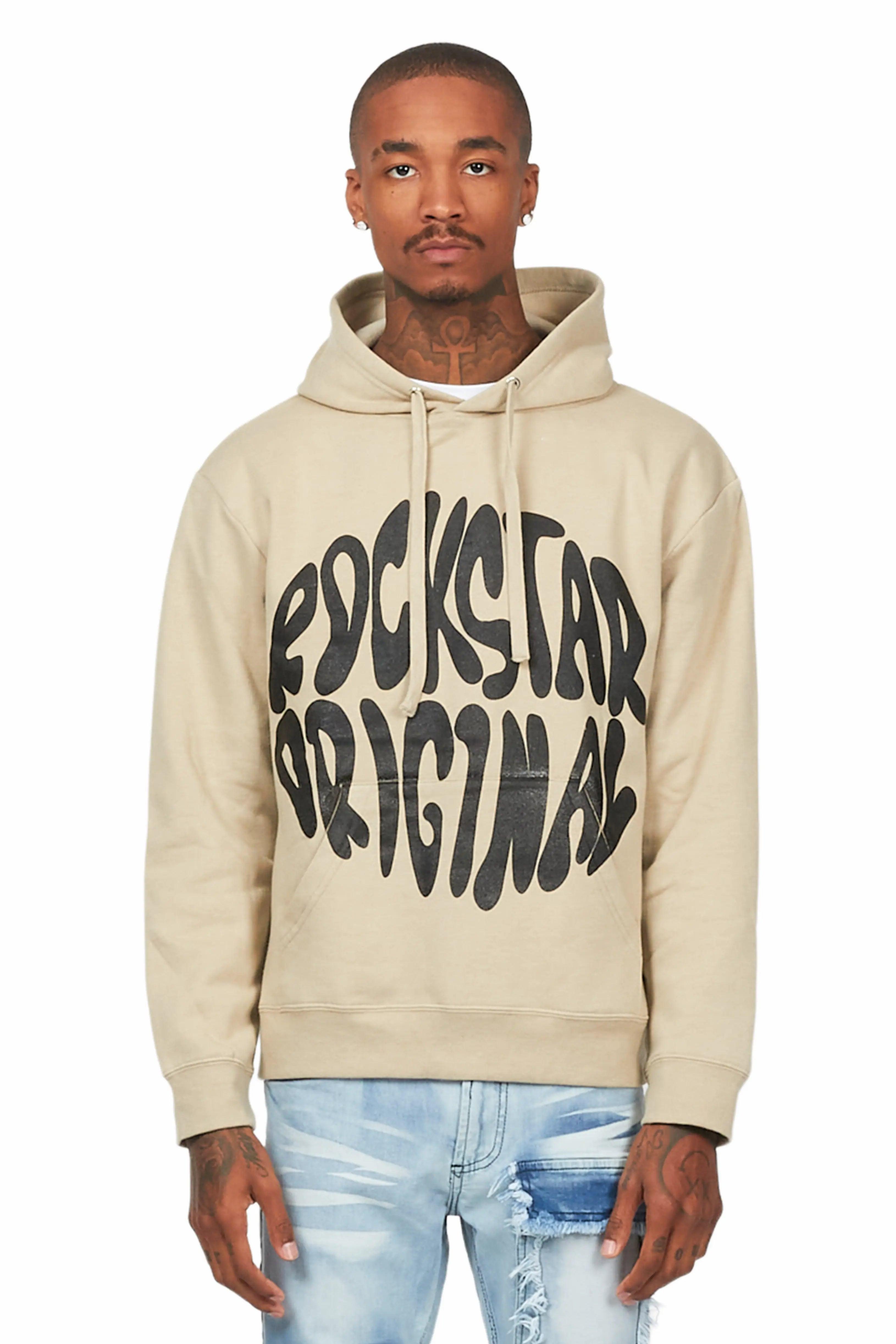 Thierry Beige Graphic Hoodie Male Product Image