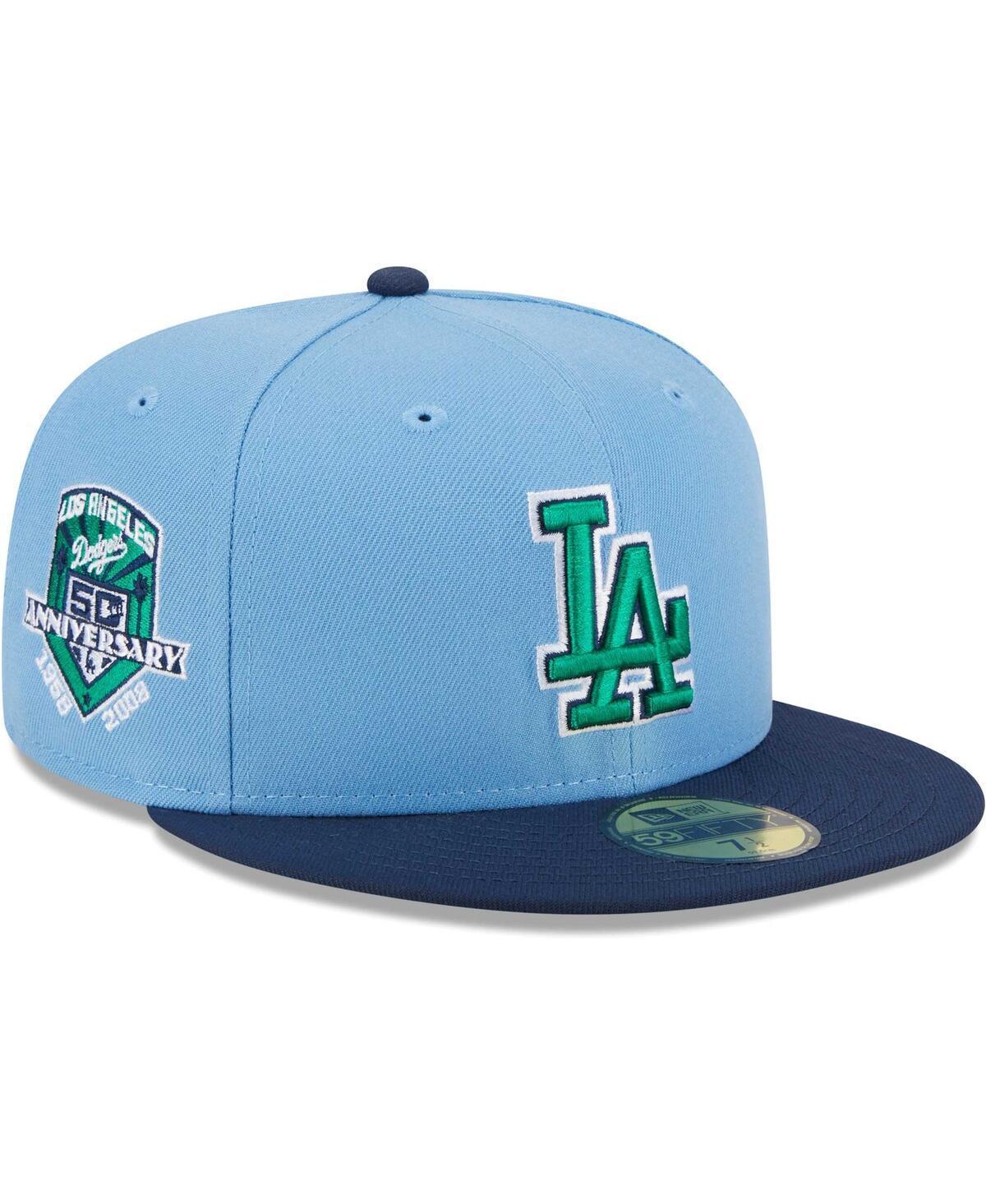 Mens New Era Light Blue Los Angeles Dodgers Green Undervisor 59FIFTY Fitted Hat - Light Blue Product Image