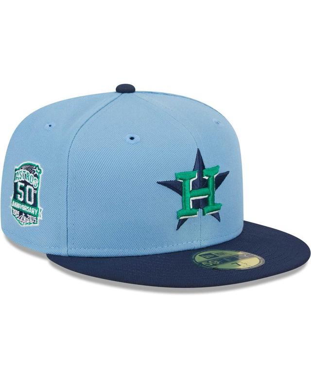 Mens New Era Light Blue Houston Astros Green Undervisor 59FIFTY Fitted Hat - Light Blue Product Image