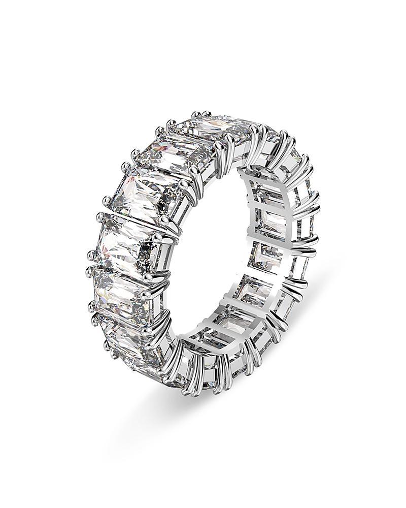 Womens Matrix Rhodium-Plated & Crystal Ring Product Image