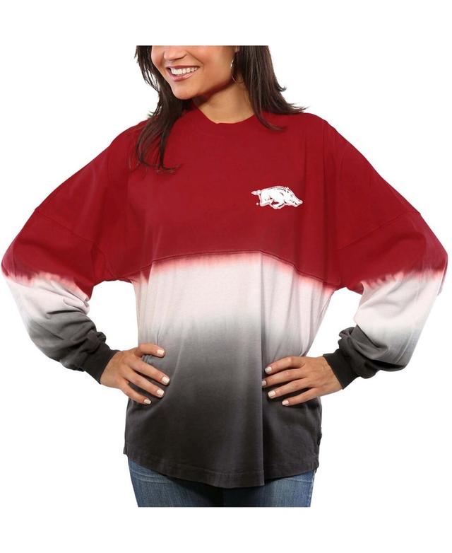 Womens Cardinal Arkansas Razorbacks Ombre Long Sleeve Dip-Dyed Product Image