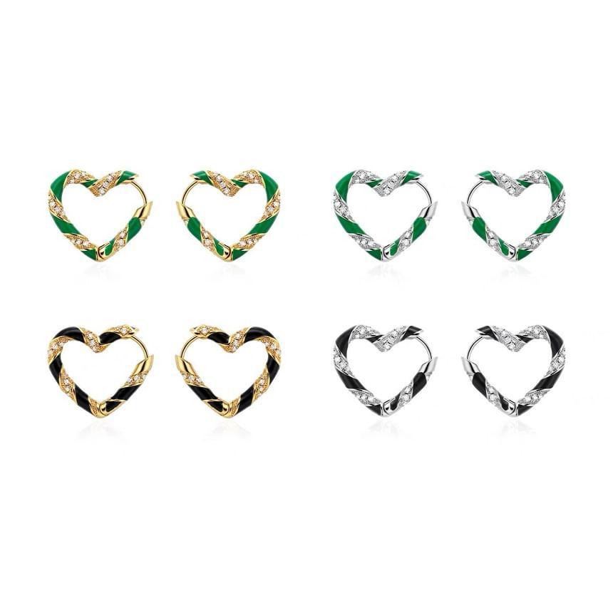 Heart Rhinestone Hoop Earring Product Image