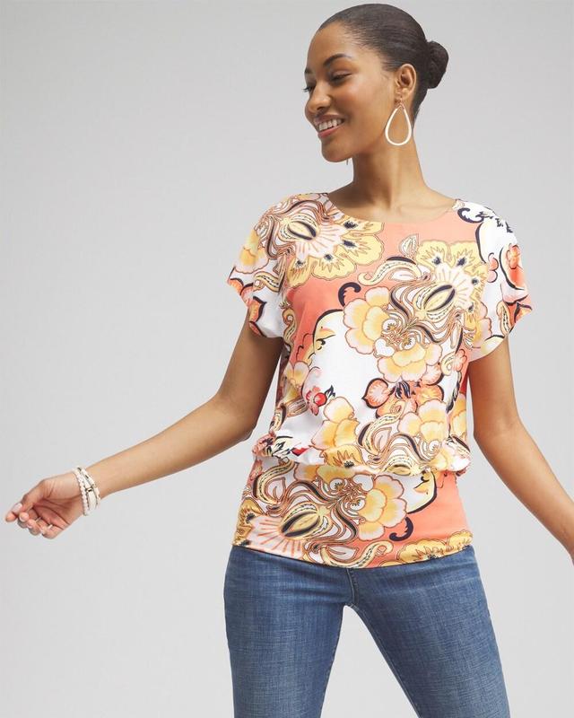 Women's Touch of Cool Floral Banded Hem Tee Product Image