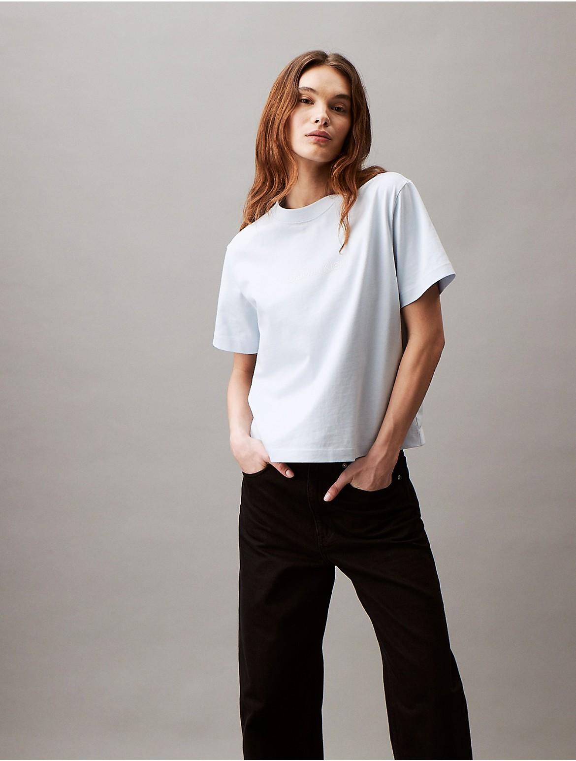 Calvin Klein Women's Relaxed Fit Standard Logo Crewneck T-Shirt - Neutral - M Product Image