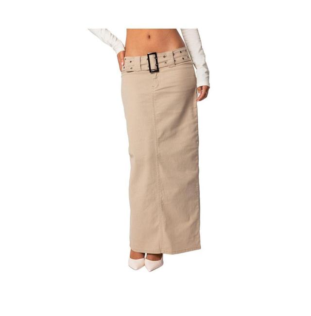 Womens Evangeline belted denim maxi skirt Product Image