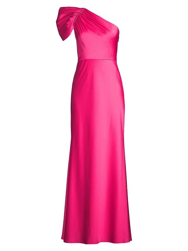 Womens Satin One-Shoulder Mermaid Gown Product Image