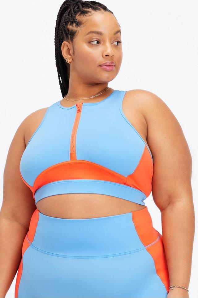 Fabletics Zip-Up Midi Swim Top Womens Island Escape/Orange Nectar plus Size 3X Product Image