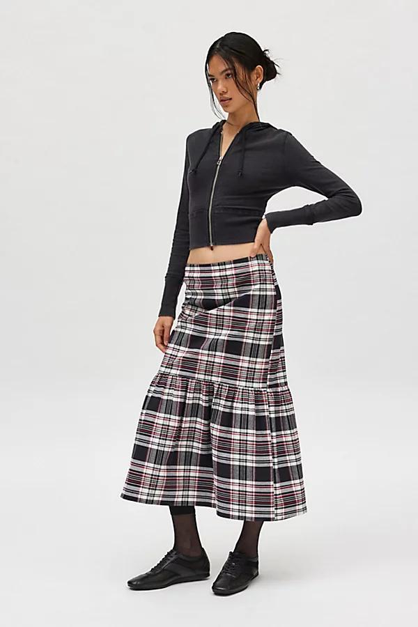 Urban Renewal Remnants Plaid Single Tier Midi Skirt Womens at Urban Outfitters Product Image