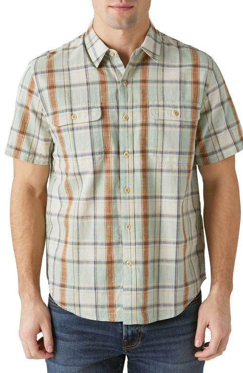 Lucky Brand Plaid Short Sleeve Cotton Button-Up Workwear Shirt Product Image