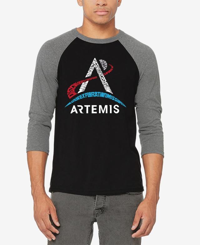 La Pop Art Mens Nasa Artemis Logo Raglan Baseball Word Art T-shirt - Gray Product Image