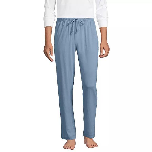 Mens Lands End Knit Jersey Sleep Pants Pale Grey Blue Product Image