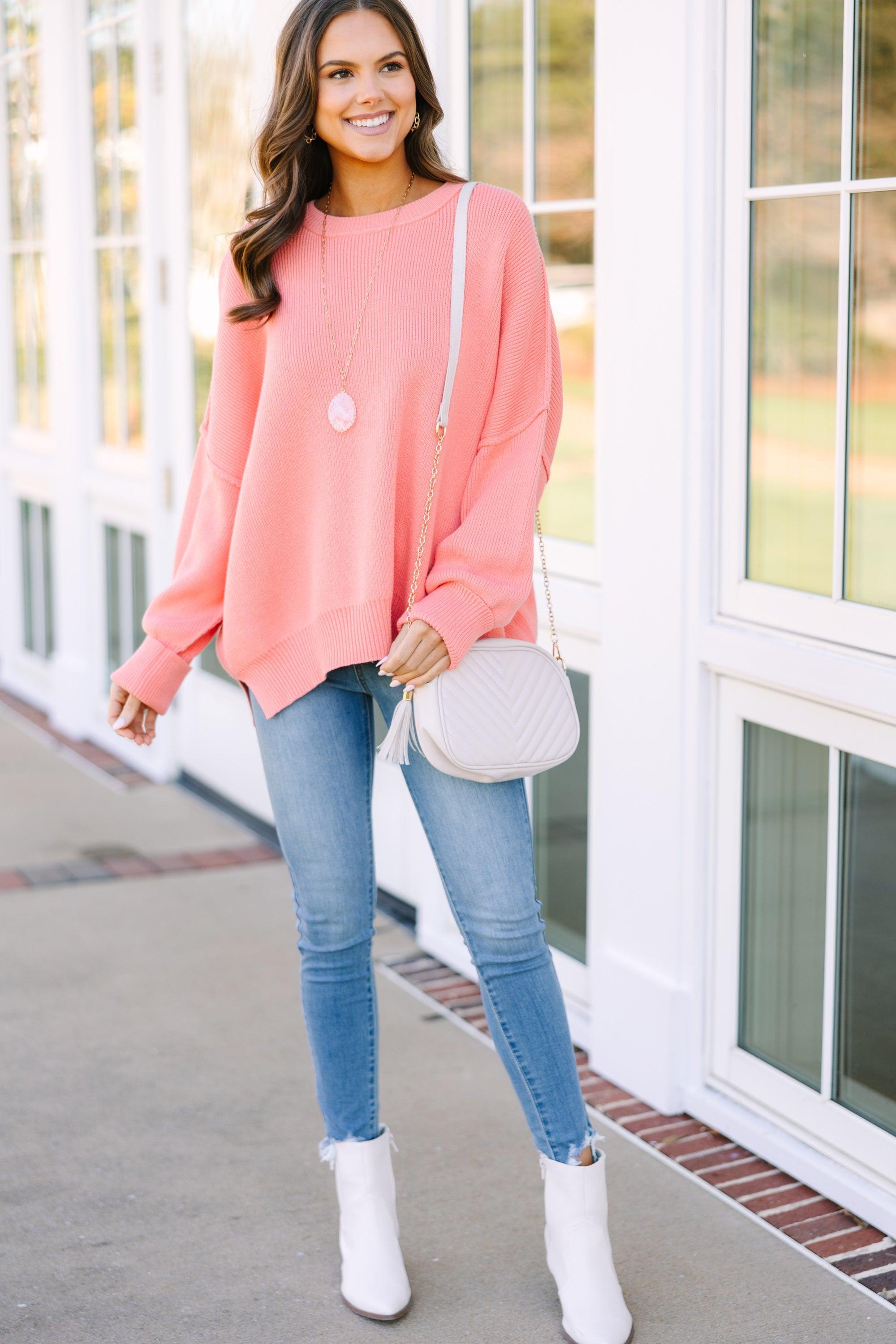 Give You Joy Coral Pink Dolman Sweater Female Product Image