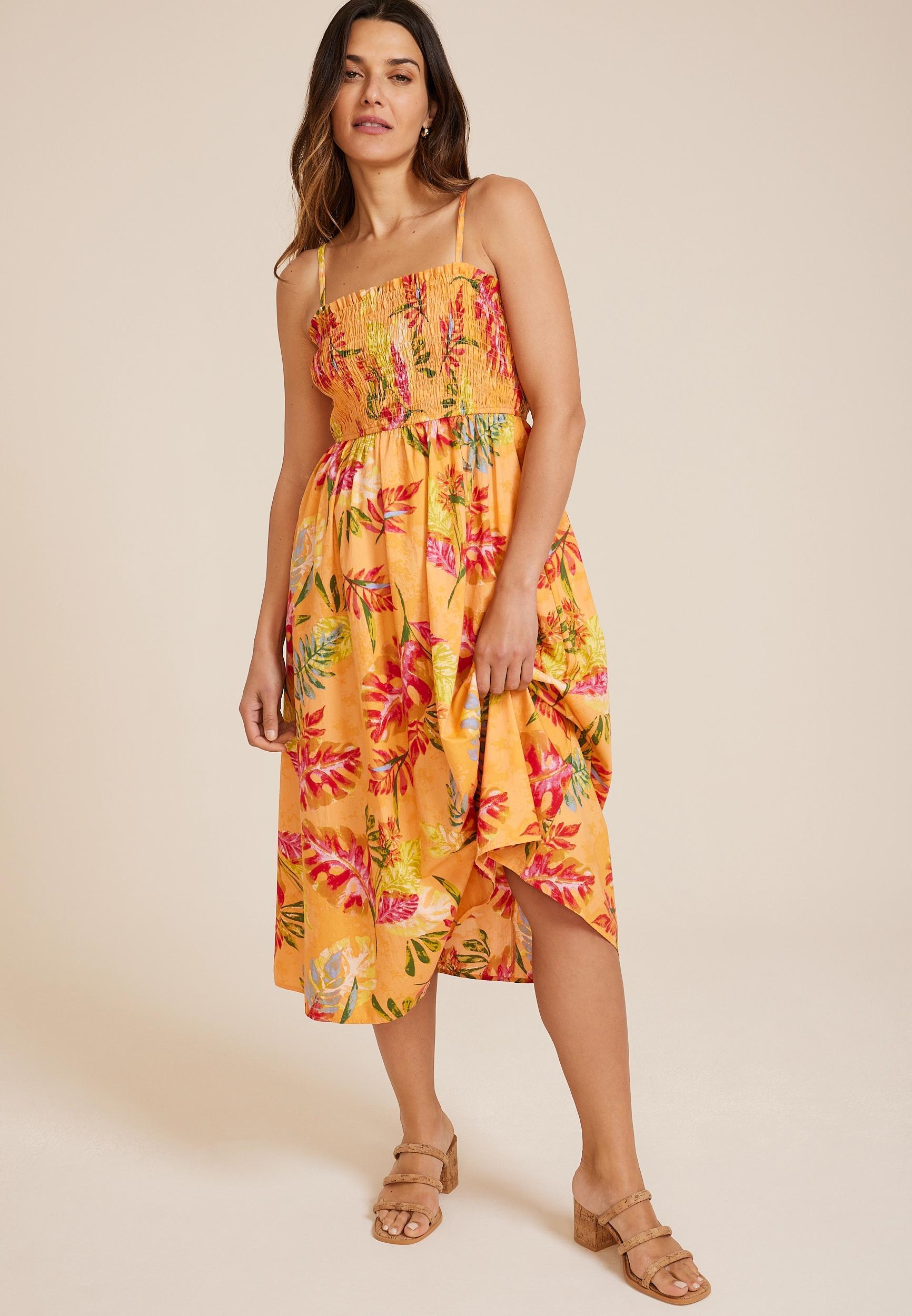 Floral Smocked Poplin Midi Dress Product Image