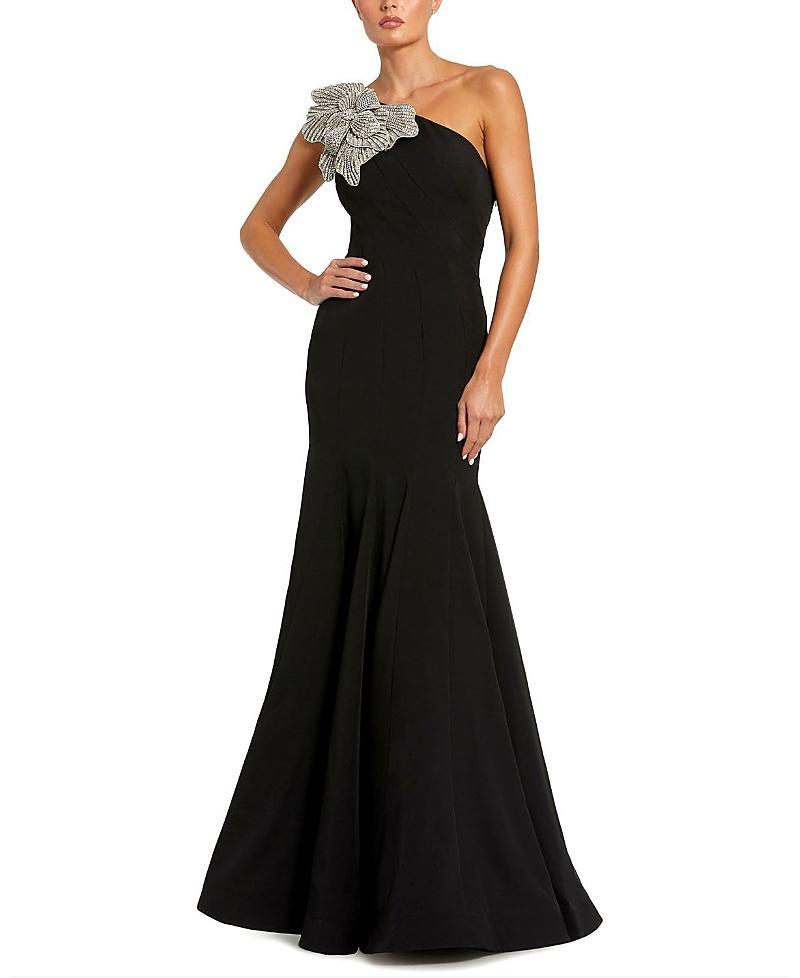 Womens Seamed Crepe One-Shoulder Gown Product Image