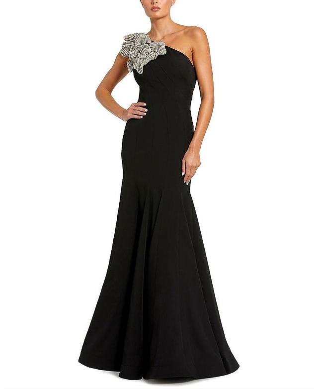 Womens Seamed Crepe One-Shoulder Gown Product Image