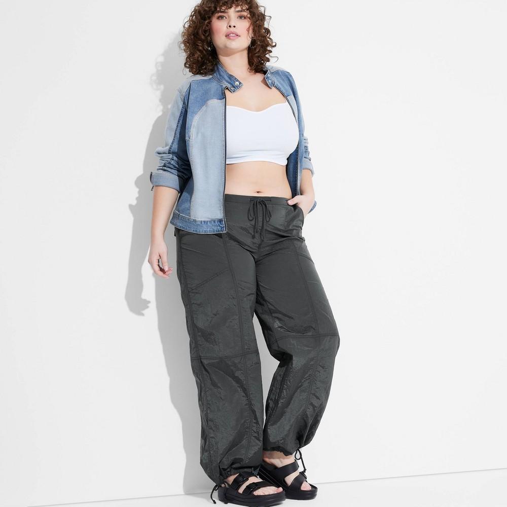 Womens Mid-Rise Wide Leg Parachute Pants - Wild Fable Dark XXL Product Image