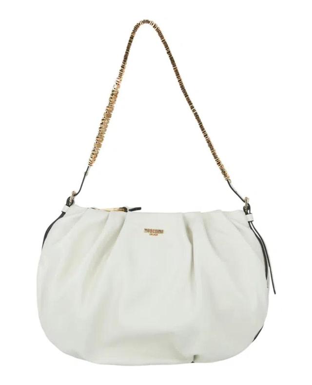 MOSCHINO Mini Lettering Laminated Shoulder Bag In White Product Image