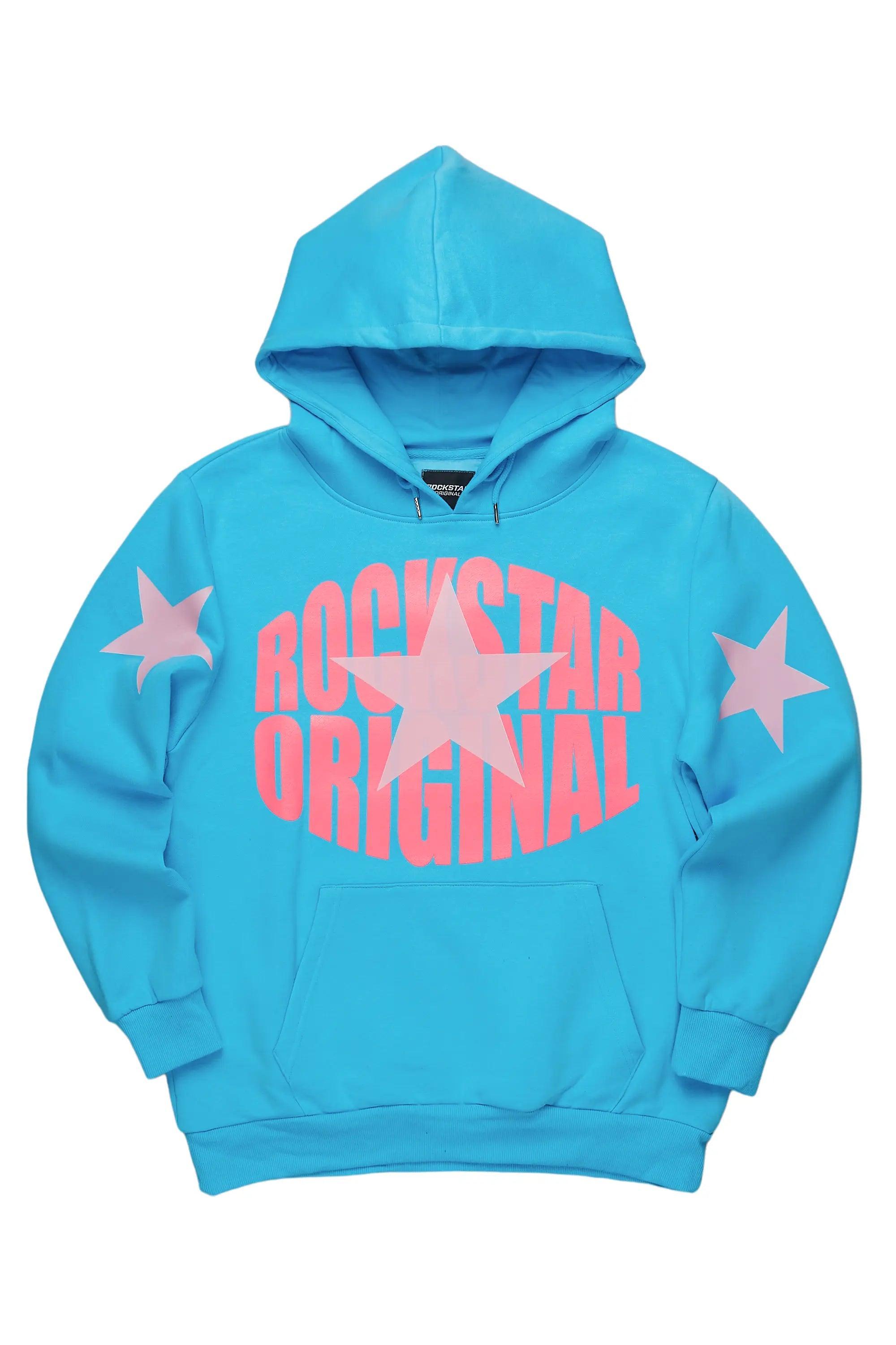 Hachi Blue/Pink Graphic Hoodie Male Product Image