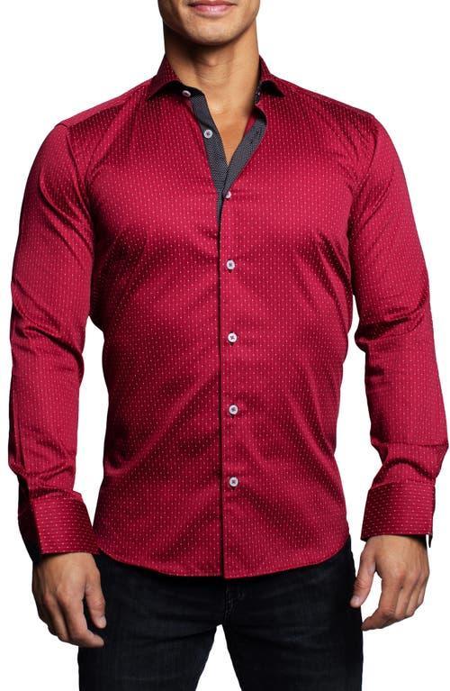 Maceoo Einstein Dotline Red Contemporary Fit Button-Up Shirt Product Image