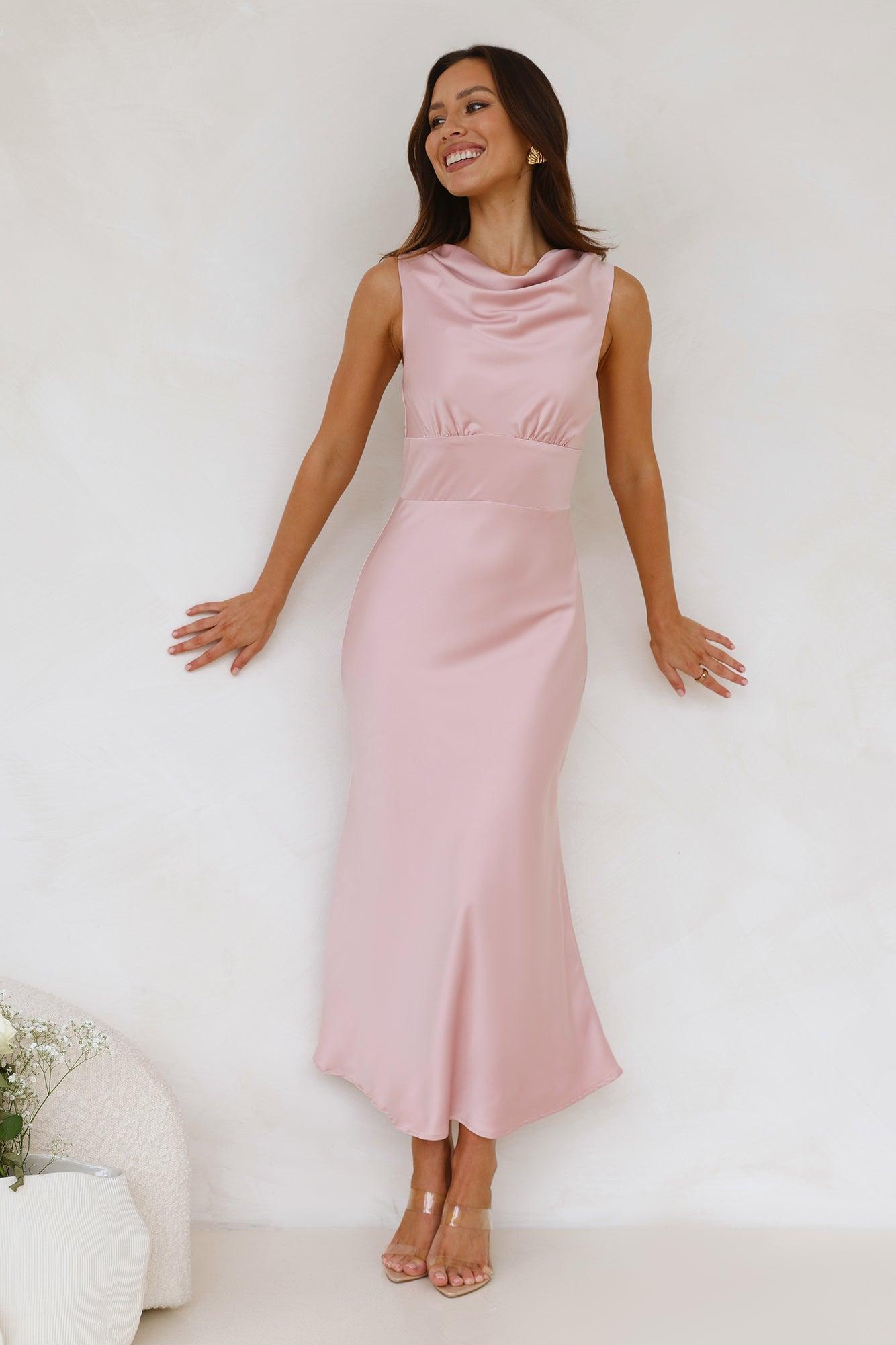 Together As One Satin Maxi Dress Pink Product Image