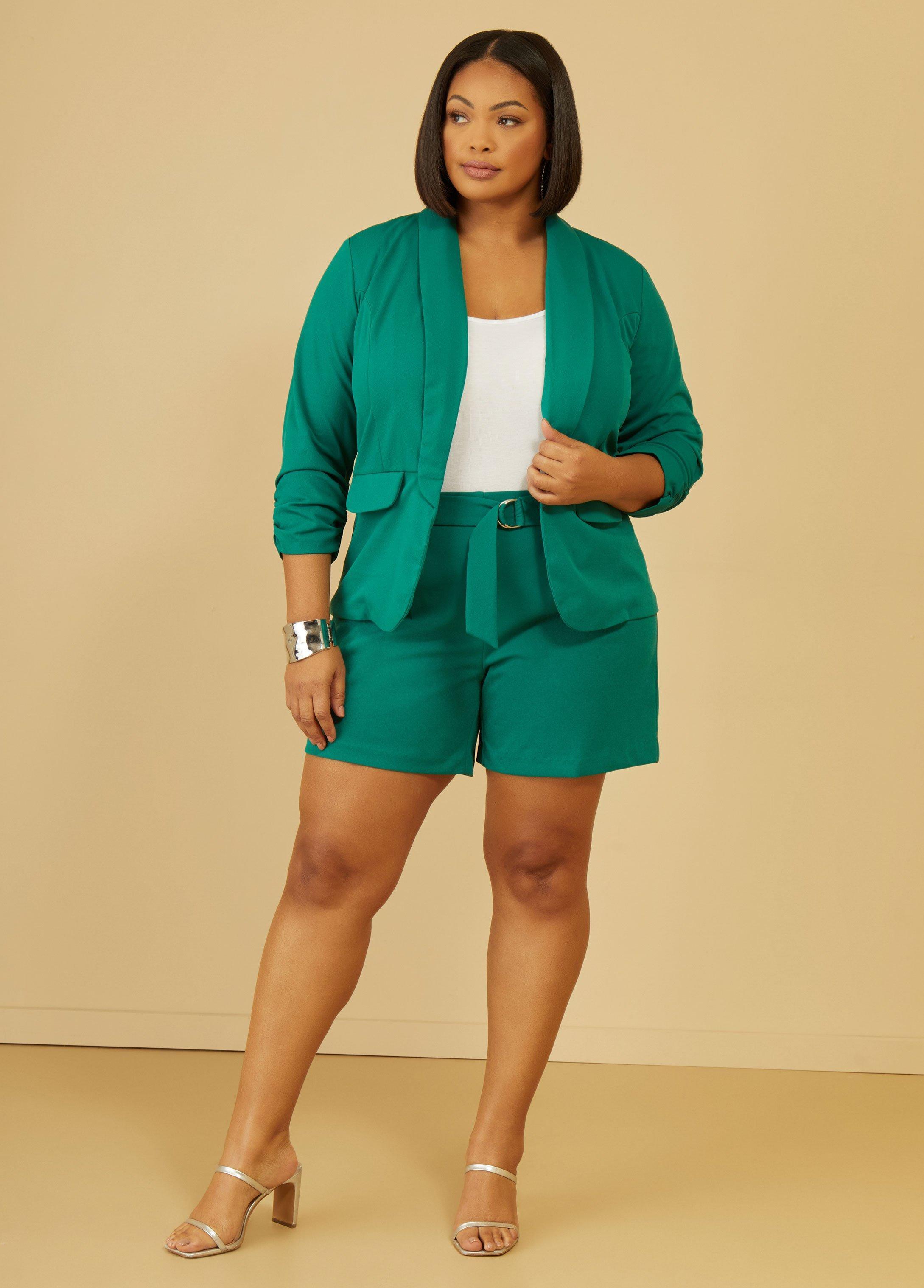 Plus Size Belted Pleated Shorts Ashley Stewart Product Image