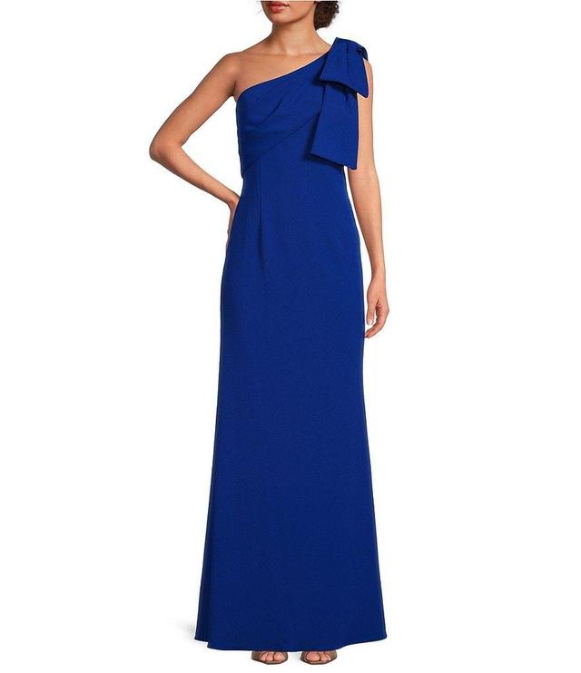 Adrianna Papell Stretch Crepe Bow One Shoulder Mermaid Gown Product Image