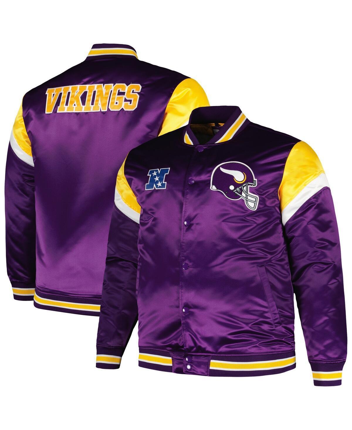 Mens Mitchell & Ness Purple Distressed Minnesota Vikings Big and Tall Satin Full-Snap Jacket Product Image