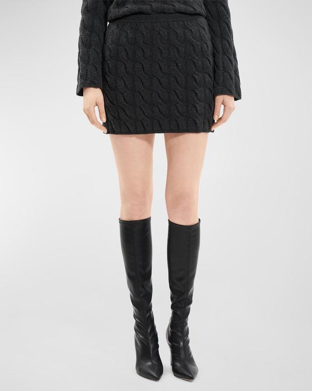 Theory Cable Knit Mini Skirt in Felted Wool-Cashmere  female Product Image