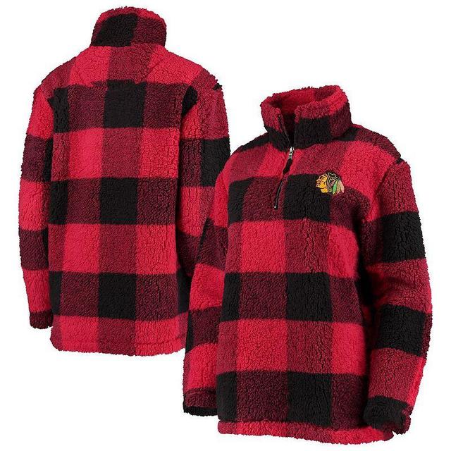 Womens G-III 4Her by Carl Banks /Black Chicago Blackhawks Plaid Sherpa Quarter-Zip Jacket Product Image