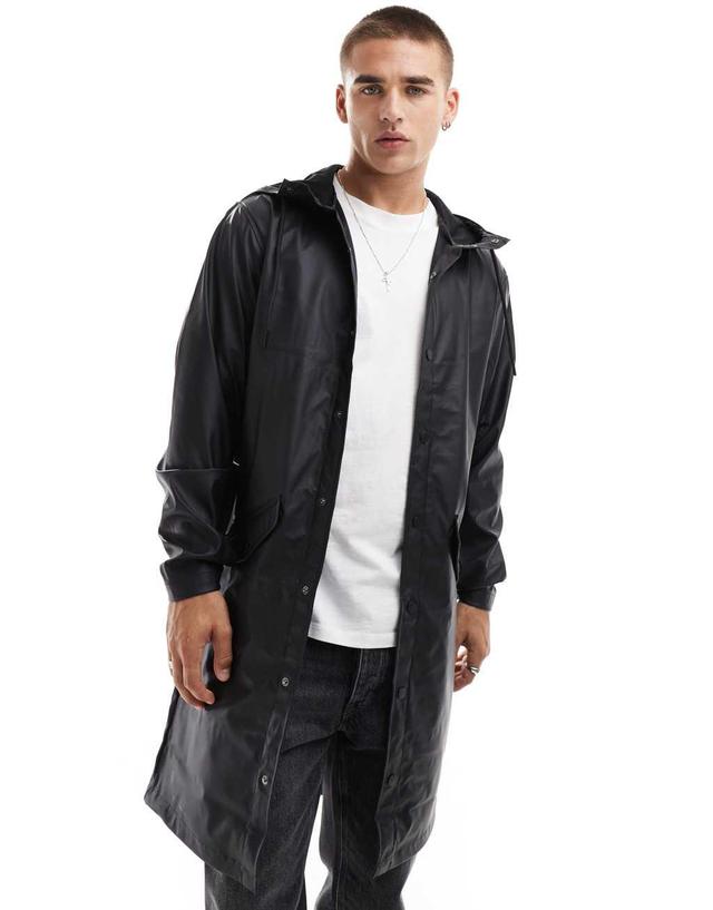 Jack & Jones rubberized raincoat in black Product Image