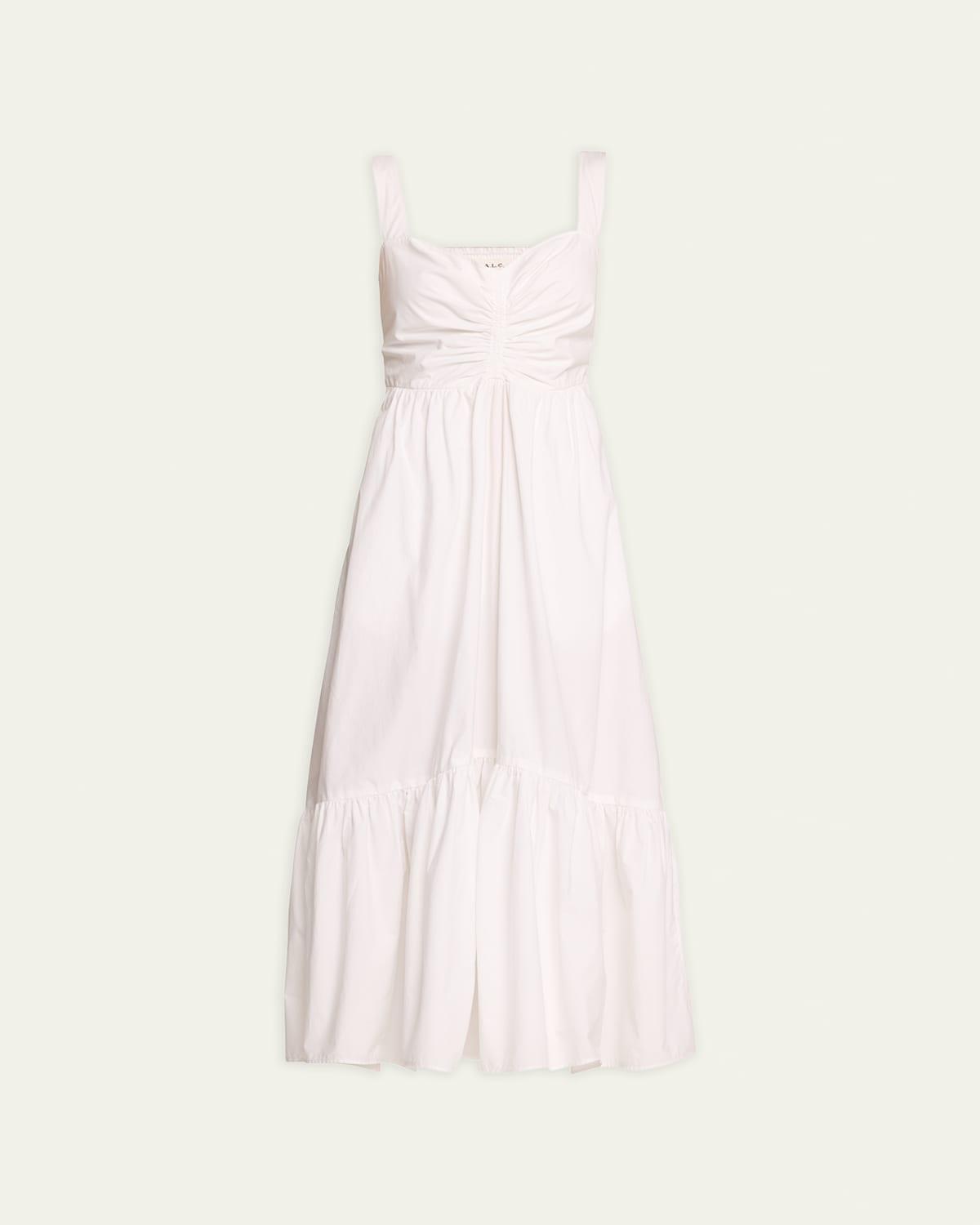 Lilah II Ruched Cotton A-Line Midi Dress Product Image